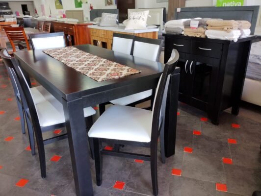 Mesa de 160x90 con 6 sillas Maria (todo de pino)