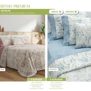Juego de sabanas línea RITMO PREMIUM ALCOYANA· Estampadas c/embozo y vivo.