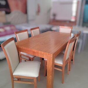 Mesa ERGO madera GOIABAO 160X90 cm + 6 silla MARIA de PARAISO