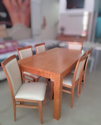 Mesa ERGO madera GOIABAO 160X90 cm + 6 silla MARIA de PARAISO