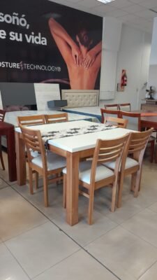 Mesa de PINO 120X120 combinada + 6 sillas JULIETA *nuestra marca* Daniel