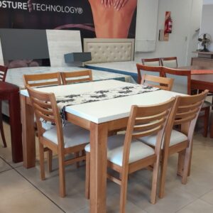 Mesa de pino 120X120 combinada con 6 sillas Julieta *nuestra marca* Daniel