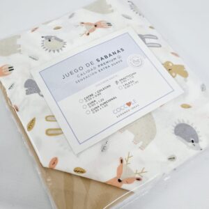 JUEGO SABANAS CUNA POPLIN ESTAMPADO COCCOLE (VARIAS MEDIDAS)