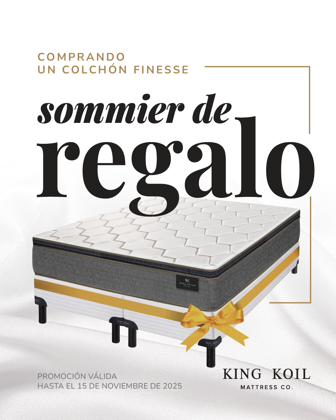 Colchón FINESSE de KING KOIL + sommier de REGALO