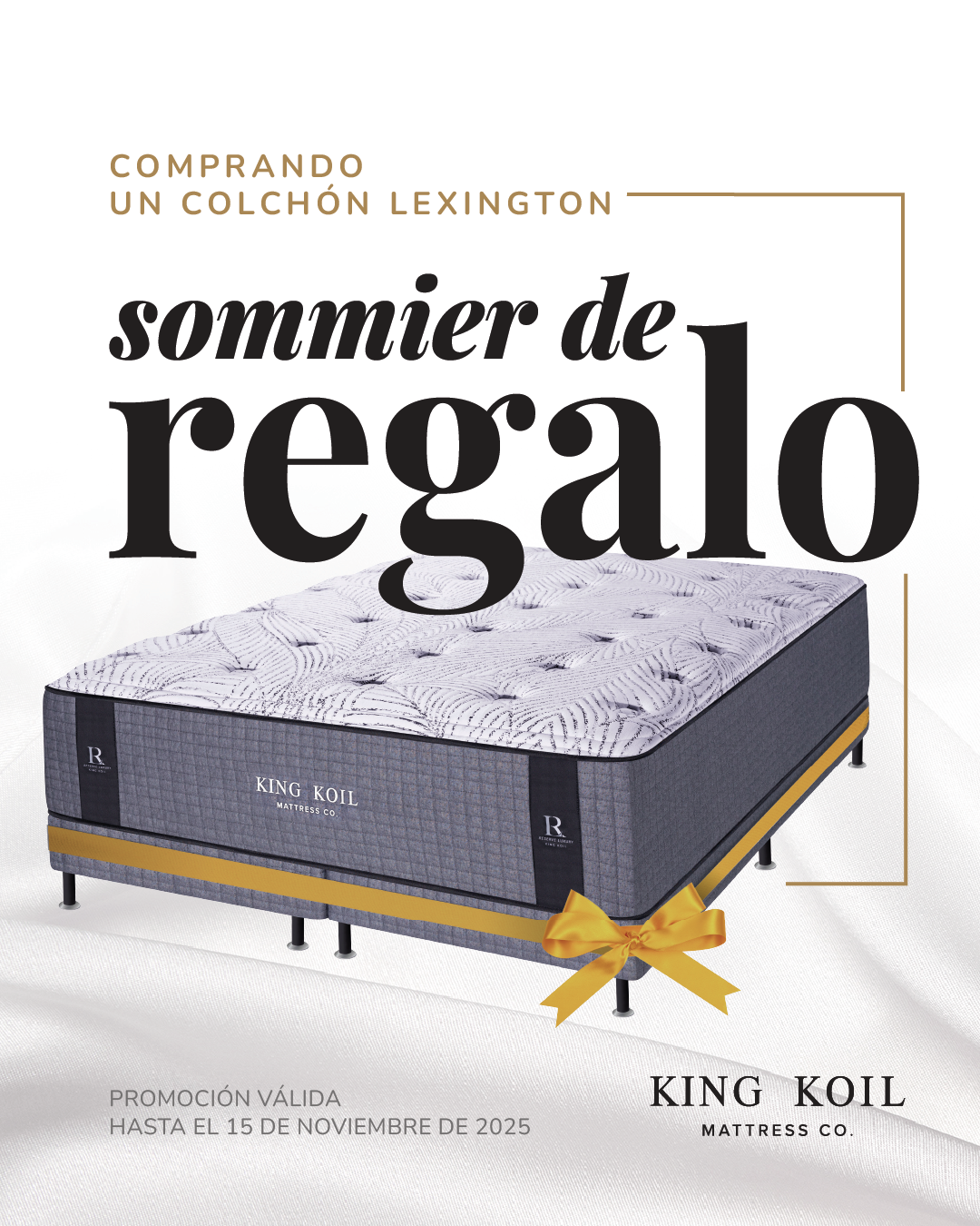 Conjunto Lexington + Som. Reserve Luxury KING KOIL de REGALO
