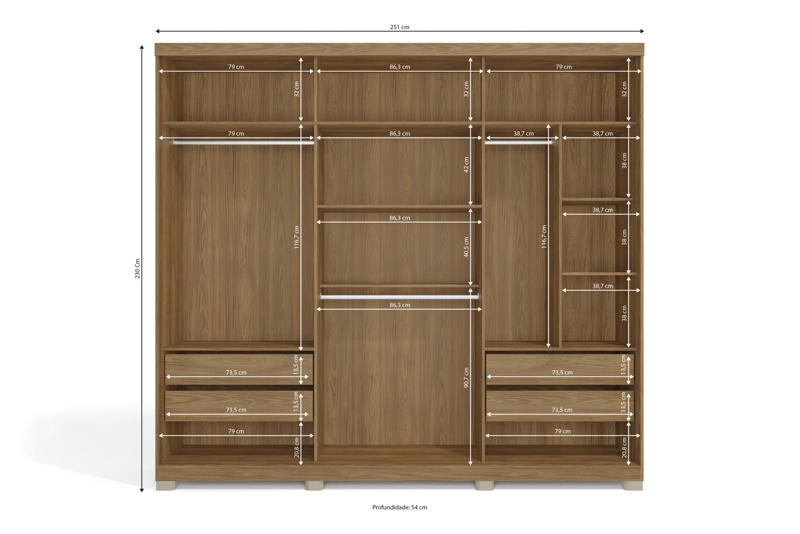 ROPERO 3 PUERTAS CORREDIZAS (B573A) - Imagen 4