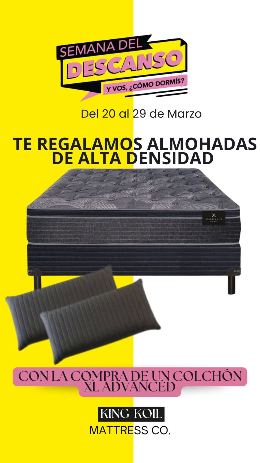 Colchón XL ADVANCED resorte reforzado y pillow inteligente + sommier Daniel *nuestra marca*