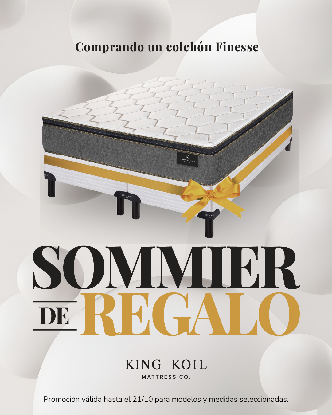 Colchón FINESSE de resortes KING KOIL + SOMMIER DE REGALO!
