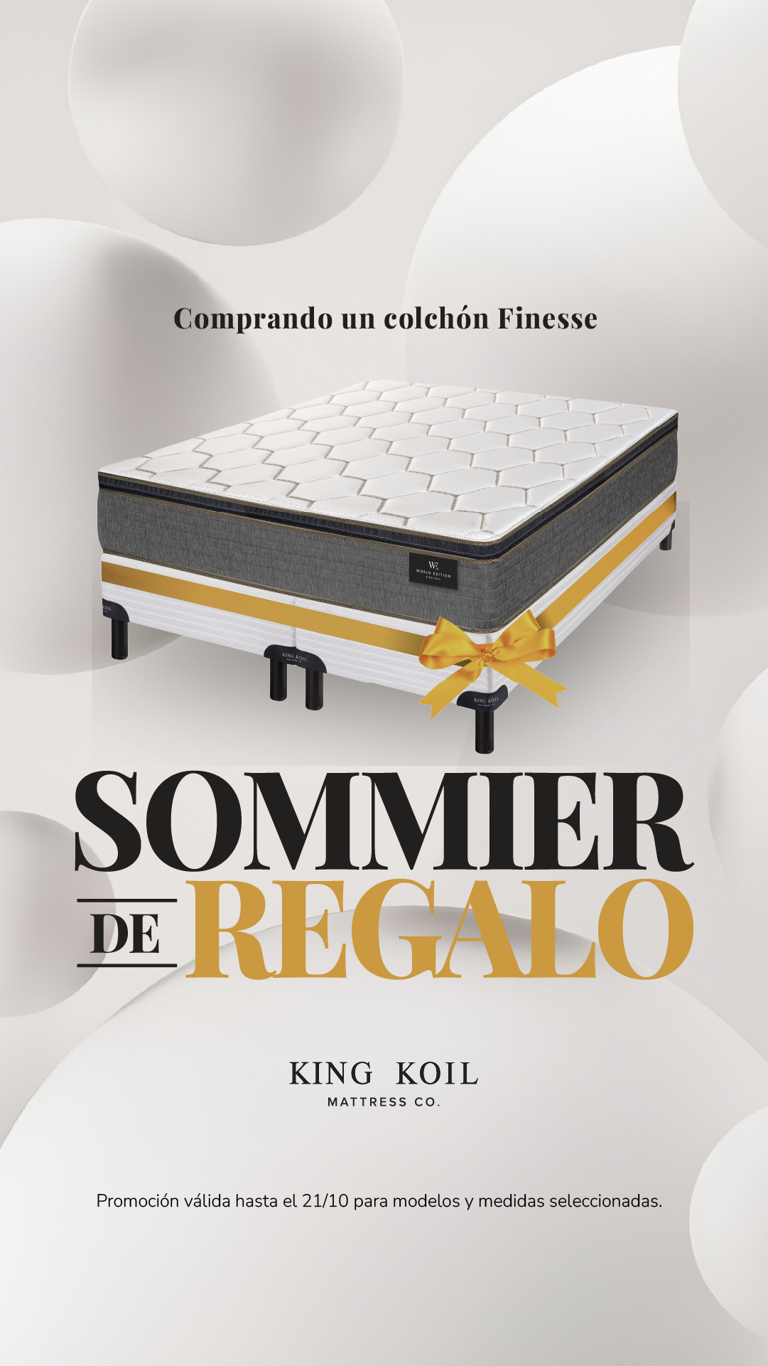 Colchón FINESSE de resortes KING KOIL + SOMMIER DE REGALO!